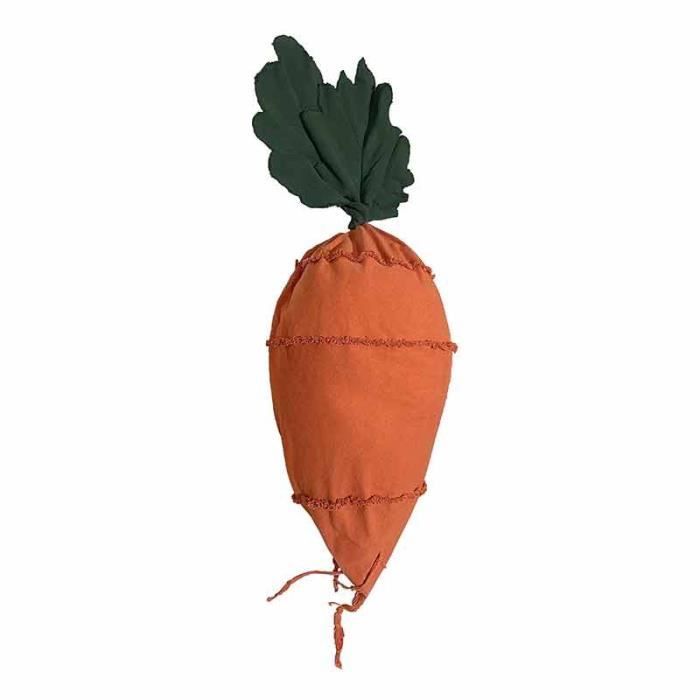 pouf enfant en coton - cathy la carotte - lorena canals - blanc/orange - 55 x 100 cm