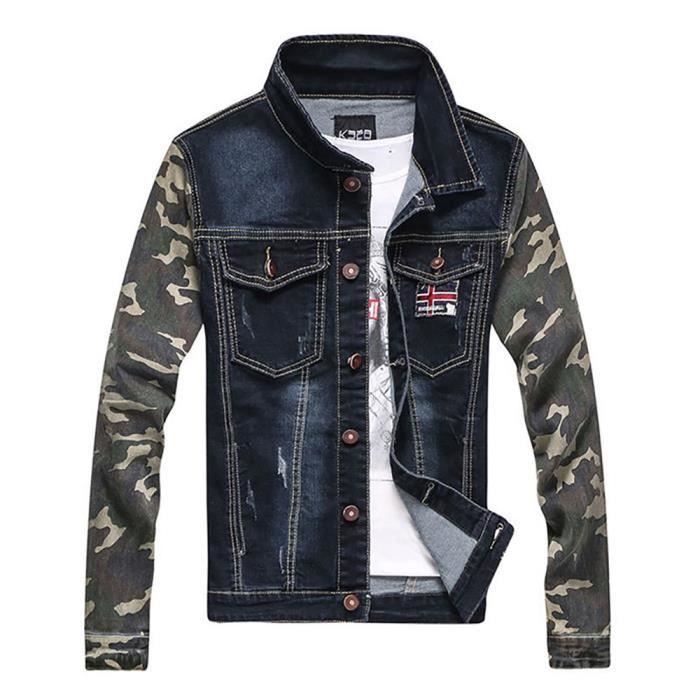 Veste en jean camouflage homme Clearance