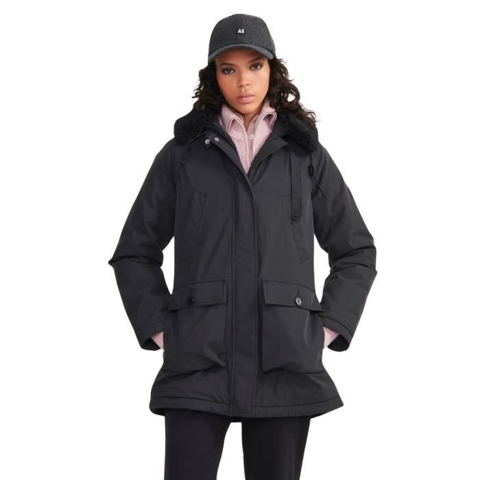 Parka fausse fourrure detachable femme Aigle MTD Noir Cdiscount Pret a Porter