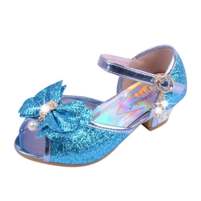 Sandales Brillantes /à Talon Bas et Strass pour Filles et Enfants