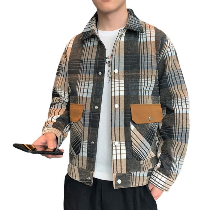 Homme Veste Casual Carreaux Chaud Mince Veste Thermique