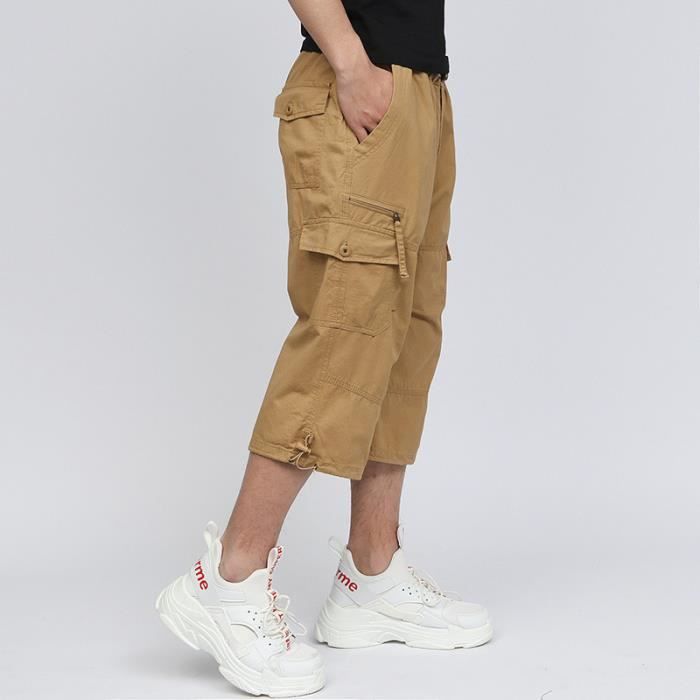 Pantacourt Cargo Garçon Enfant - Short 3/4 Multi-Poches Sport Et Décontracté, Style Baggy