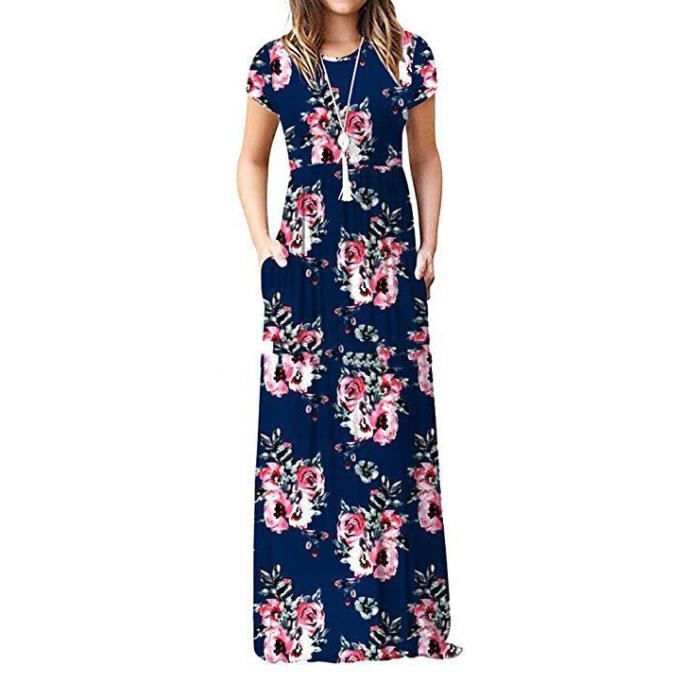 YBWZH Robe à Manches Courtes Pour Femme âgée, Col En V, Jupe Imprimée, Grande Taille, Robe