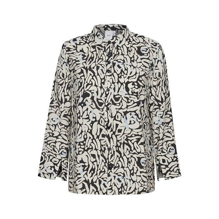 Chemise manches longues femme Ichi Ihjepia sandshell black leo