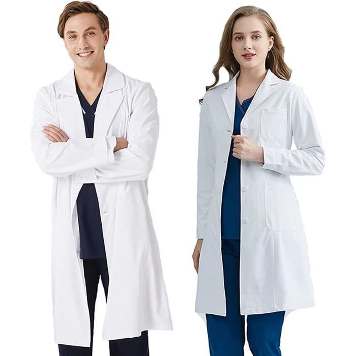 Blouse Laboratoire, Blouse Blanche Lycée, Blouse de Médecin pour Homme Femme, Blouse Coton Manches Longues Blouse Blanche Chimie