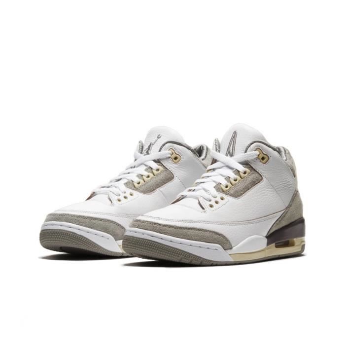 NIIKE Airs Jordans 3 Retro A Ma Mani re Medium Grey Blanche et