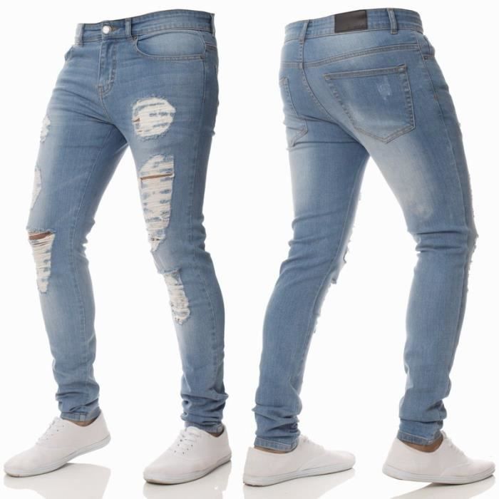 Pantalon Cargo Homme Denim Stretch - Coupe Droite, élastique, Multipoches - Pour Travail, Loisir, Décontracté