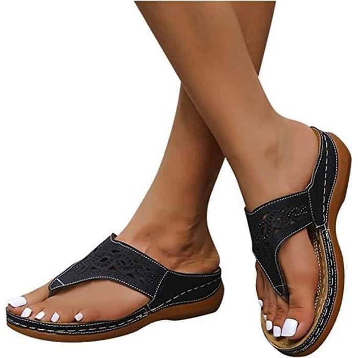 Tong Sandale Orthopédiques Femme Tong Ergonomique Claquette Semelle Epaisse Flip Flops Enfiler Bout Ouvert Sandale Piscine Arch