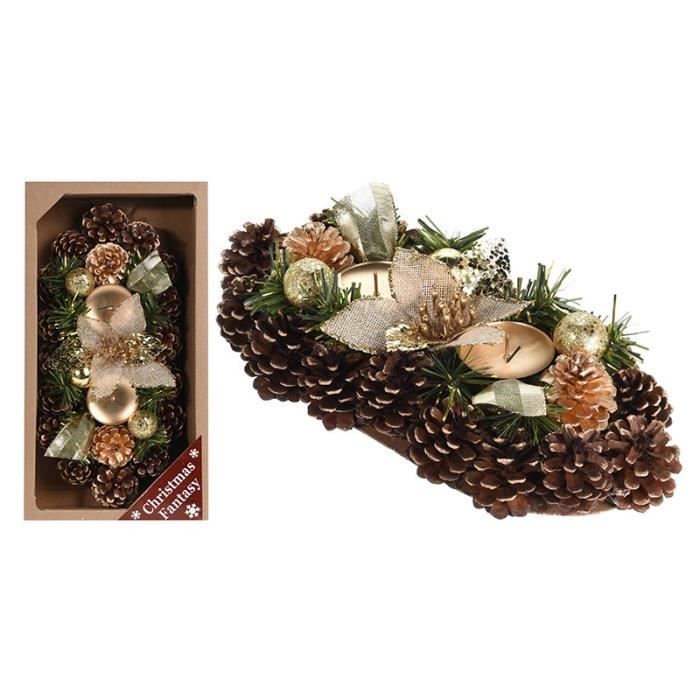 Deco De Noel Avec Porte Bougie 30x14cm Naturel Achat Vente Couronne De Noel Bientot Le Black Friday Cdiscount