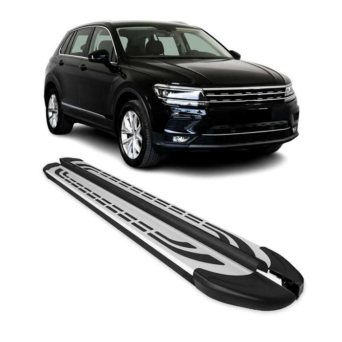 tuning-art L465 Roestvrijstalen Achterbumperprotector voor VW Tiguan 2 und Tiguan Allspace Bouwjaar 2016-2024 gepoedercoat, Kleur:Zwart gepoedercoat