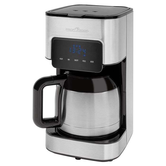 Cafétière Filtre Machine à Café Programmable 10 Tasses Inox Proficook KA 1191 900W Noir/Argent