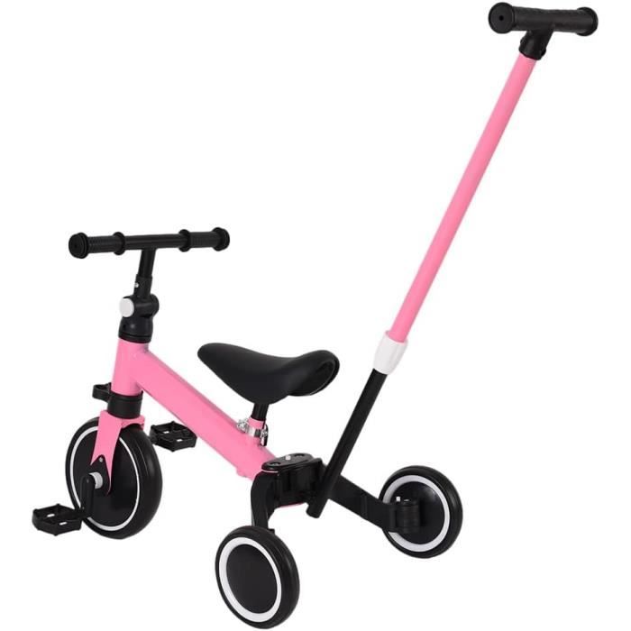 Draisienne HUOLE – Vélo Sans Pédales 3 Roues Pour 1 à 3 Ans, Rose, 1,85 Kg, Siège Réglable