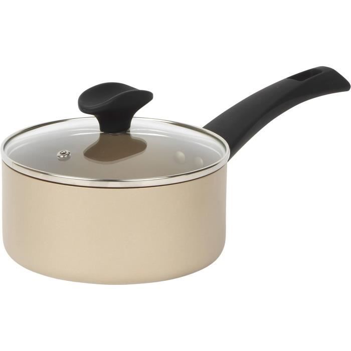 Casserole CosyChef Leia 16 Cm – Revêtement Antiadhésif Sans PFOA – Compatible Induction – Avec Couvercle En Verre