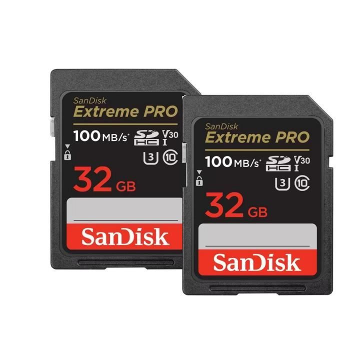 2PCS Sandisk Extreme Pro Carte Mémoire SDHC 100Mo/ 90Mo/ UHS I V30 version 2022 - vue 2