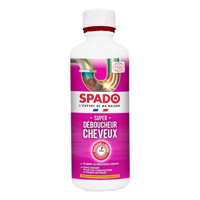 SPADO -Super déboucheur cheveux - Bouchons tenaces & eau stagnante -Canalisations et fosses septique