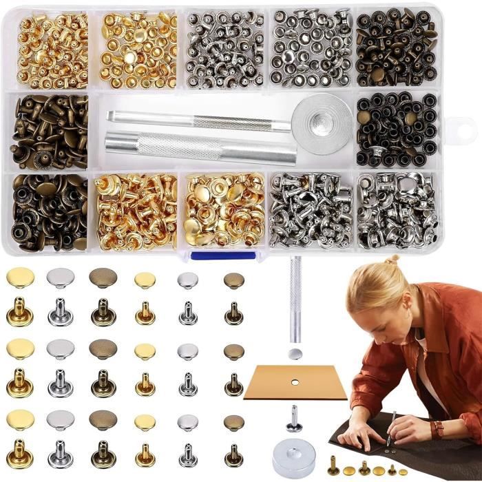 Rivets Deco Cuir Lot De 100 Rivets Creux Ronds De 3 Mm Pour Cuir, Cuir, Rivets Creux Rivets Pour Cuir