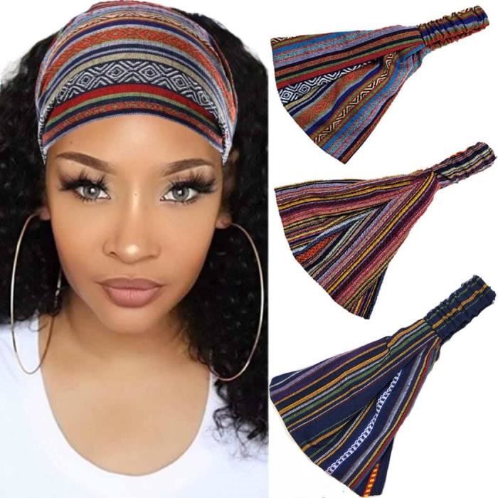 Lot De 3 Bandeaux Boho Léopard Yean - Serre-Tête Yoga Sport Élastique Large - Accessoires Cheveux Femme