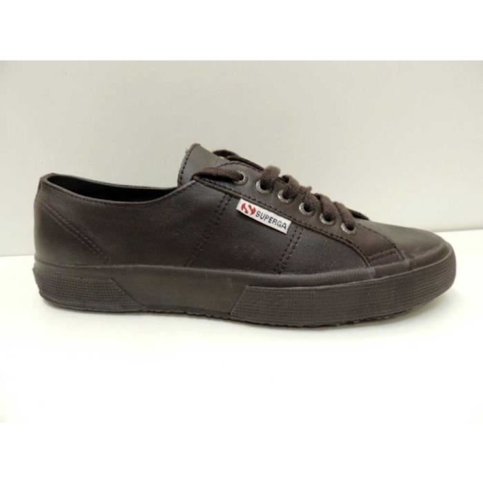 Superga 2750 Full Dark Coffee Baskets Cuir basses Homme Pointure