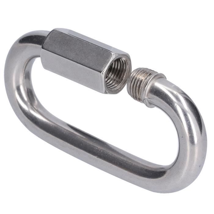 10 Mousquetons Verrouillage Acier Inox 304 - Connecteur Chaîne Maillon Rapide - Pour Camping, Randonnée, Clés