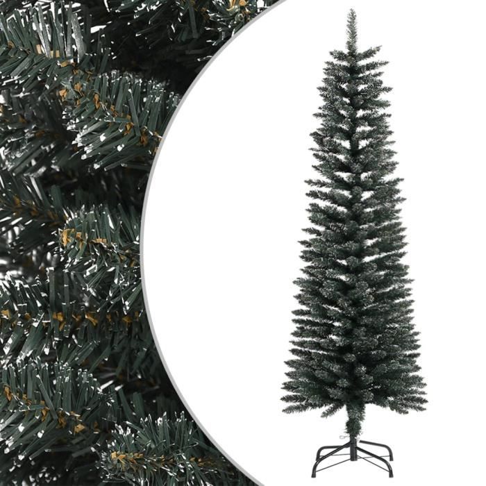 Sapin De Noël Artificiel Mince Flocon De Neige Vert 150 Cm PVC