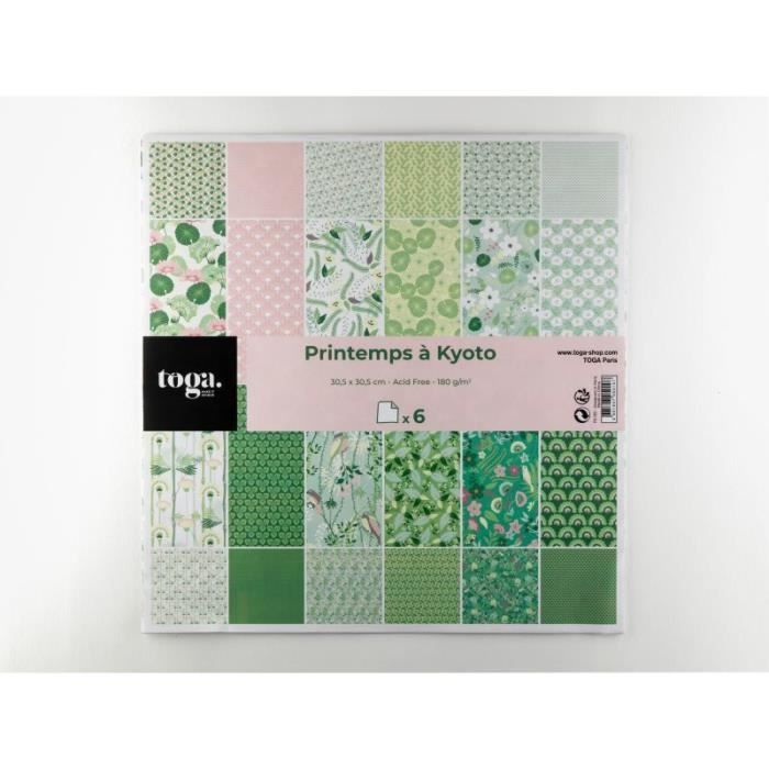 Assortiment de 6 papiers doubles 30x30 'Toga - Printemps à Kyoto'