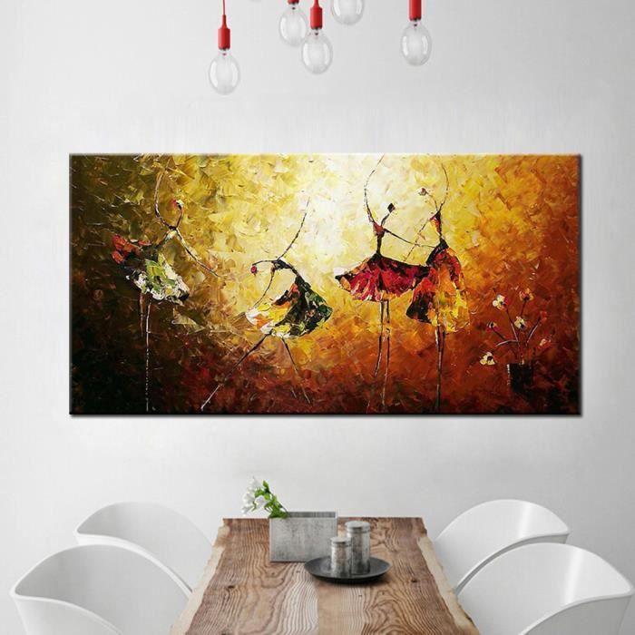 60 120 Cm Peinture Abstraite A L Huile En Toile Sans Cadre Theme Danseurs De Ballet Decoration Murale Pour Salle A Manger Salon Achat Vente Peinture A L Huile 60 120 Cm Peinture Cdiscount