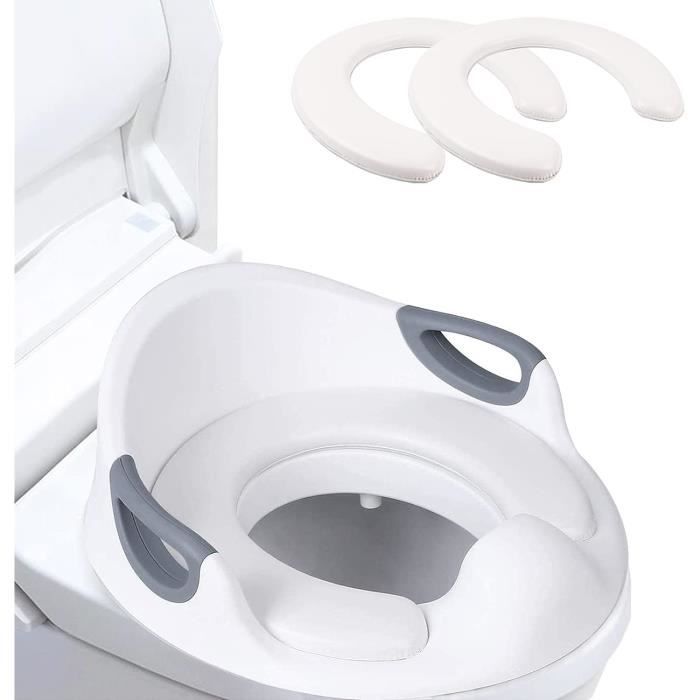 Réducteur Toilette Enfant Réglable Avec Marche - Structure Triangulaire Stable - Antidérapant - Pliable - Gris