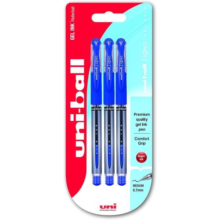 Uni-ball Signo Gel Grip Tintenroller - 5er Set Mit 0,7 Mm Spitze In Schwarz - Praktische Geschenkbox