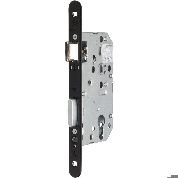Serrure à larder noire à fouillot sans gâche - Clé I - Axe à 40 mm - Série D450 - Vachette