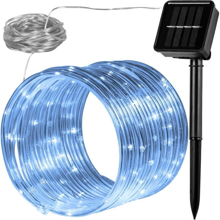 VOLTRONIC® Guirlande lumineuse solaire 10m, blanc froid, 100 LED