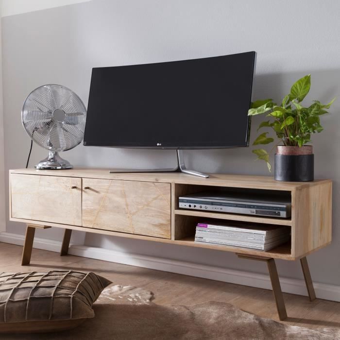 tv wohnling lowboard sikar meuble de télévision en bois massif meuble de télévision