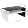 Table Basse de Salon Design Table de Salon en Bois Moderne avec Rangement 90x50x43CM (Noir et Blanche)-1