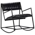 Haute qualité - Chaise à bascule Style Contemporain Fauteuil à bascule Noir Cuir véritable-1