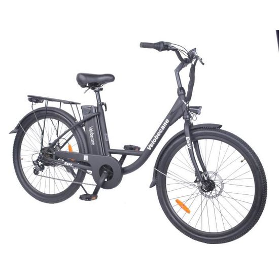 Velo electrique 26 VELOBECANE 7 vitesses Freins a disque autonomie 40km Noir Cdiscount Sport