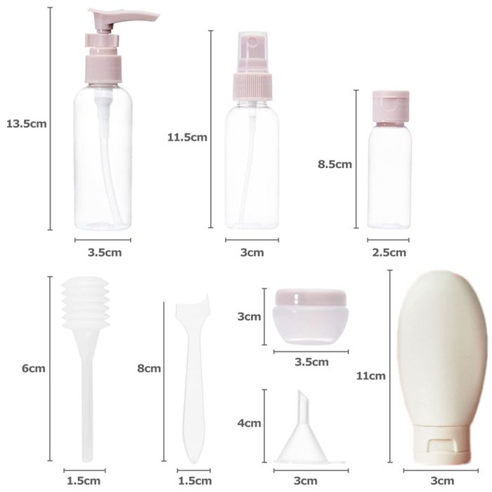 Kit 12 Flacons Voyage 30/50 Ml – Bouteilles & Pots Vides Avion – Accessoires Remplissage Anti-Fuite