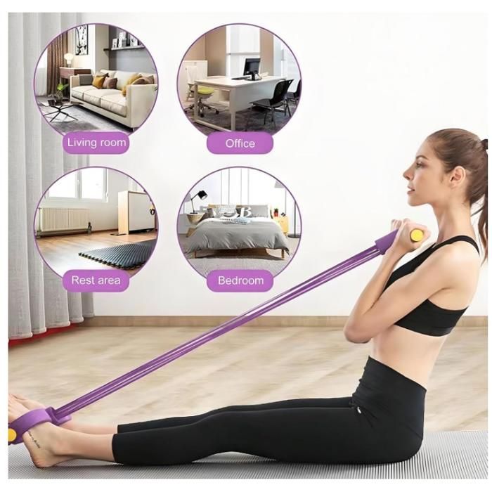 Bande De Résistance élastique 6 Tubes – Extenseur Avec Pédale Et Poignées Antidérapantes Pour Musculation, Abdos Et Rééducation