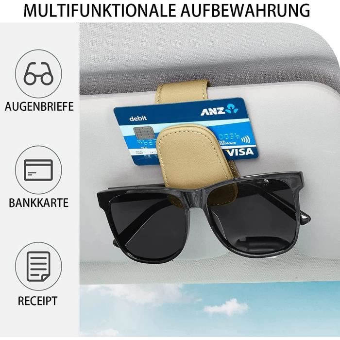 Porte-lunettes de voiture universel, support de lunettes de soleil pour  visière de voiture, pince à lunettes en cuir, cintre à lunettes, support de  carte de billet - AliExpress