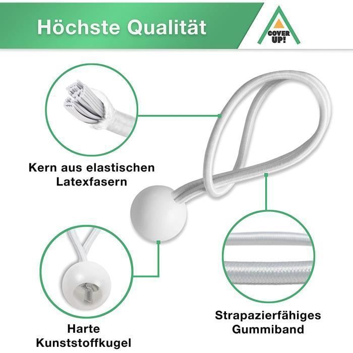 Lot De 30 Tendeur Elastique Boule, Tendeurs Elastique Avec Boule Lots Corde Elastique Pour Bache Tentes Baches Affiches Camping Tendeur En Caoutchouc 15cmblanc 87227619