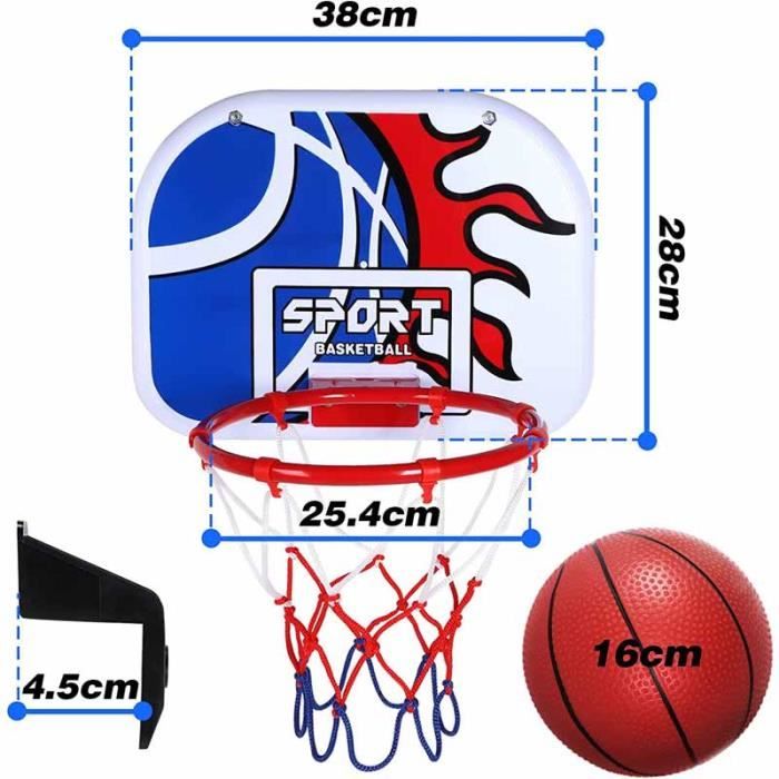 COSTWAY Mini Panier de Basket Mural 45 x 30 CM à Fixer en Suspension à  l'Intérieur en PC pour Jouer de Loisir Chambre Bureau Blanc - Cdiscount  Sport
