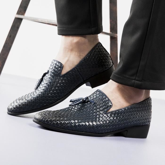 Chaussures en cuir noir pour jeunes hommes RICHELIEU