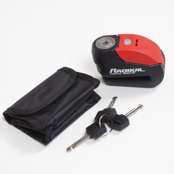 Bloque Disque Alarme RADIKAL RK910S SRA – 10 Mm Double Verrouillage, Acier Inox, 120 DB – Antivol Moto Scooter Premium