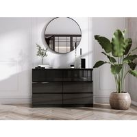 meble masztalerz Commode à 6 Tiroirs - Commode bois la Chambre à Coucher et le Salon - Moderne Design Meubles peu Encombrants 120x78,5x39 cm - Noir