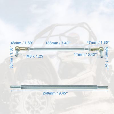 Biellette à Rotule 2 Pièces 250mm Rotule Biellette 10mm Filetage Direction 7893704529778