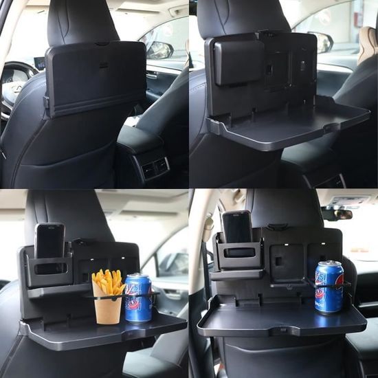 Halatua Organiseur Siège Auto Pour Appuie-Tête - Porte-Gobelet Et Rangement Arrière - Noir/Rouge