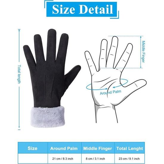2 Paires Gants D'Hiver Chauds Pour Femme - Super Épais Mitaines Polaire Thermique Confortables