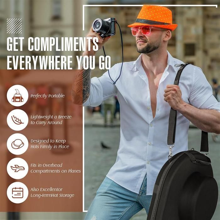 Boîte De Rangement / étui De Voyage Pour Chapeau De Baseball - Protection Rigide Noire
