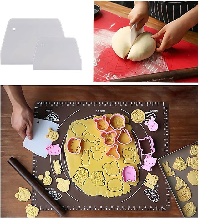 Lot De 2 Accessoires à Gâteau Réglables - Grattoir & Lisseur, Qualité Alimentaire (bleu & Rose)
