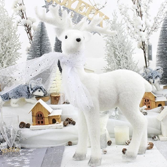 Figurine De Renne De Noël Blanche Pailletée - Décoration D'intérieur, 17 Cm, En Plastique, Pour Sapin, Table Ou Cheminée - 9