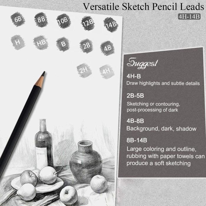 Crayon dessin, 12 crayons graphite, crayons à papier, crayons