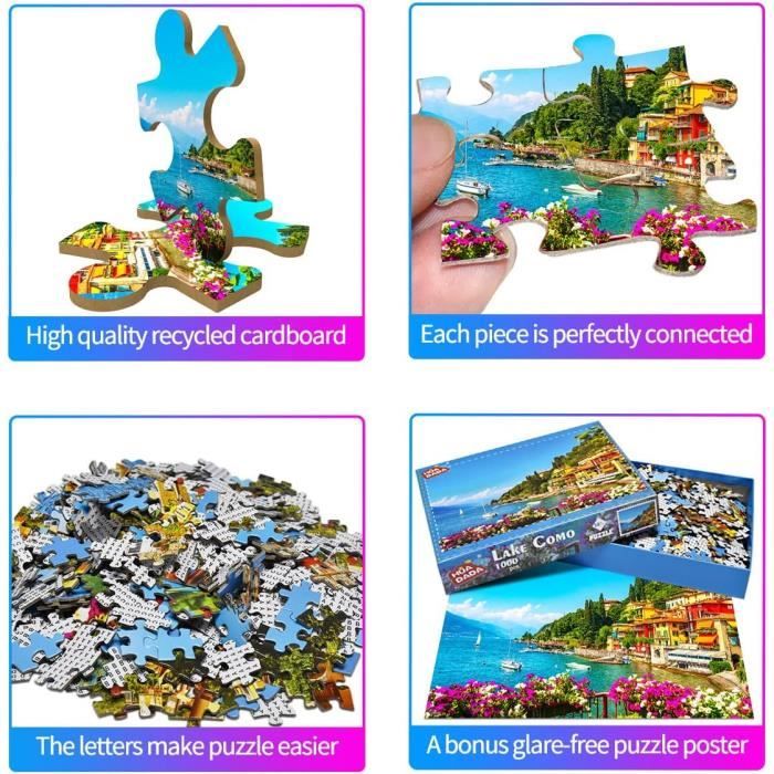 Puzzle 1000 Pièces Adulte – Éléphant Coloré – Taille Assemblé 26x38 Cm – Carton Qualité, Dos Alphabétisé